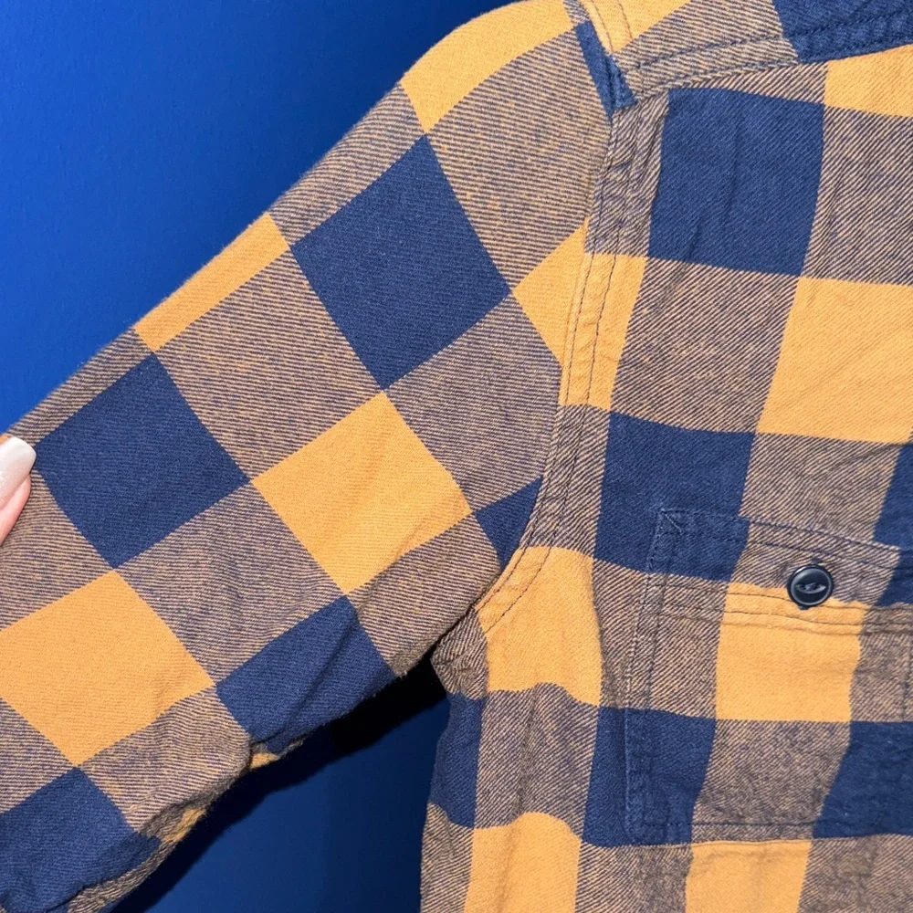 The Children's Place - Navy & Yellow Plaid Button-Down Shirt Size 10/12